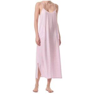 Splendid Women's Side-Split Long Chemise Nightgown, Pink Stripe, Medium